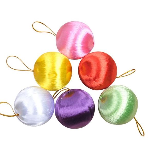 

party decoration 6pcs christmas balls ornaments colored silk snowball pendant tree hanging ball home decor