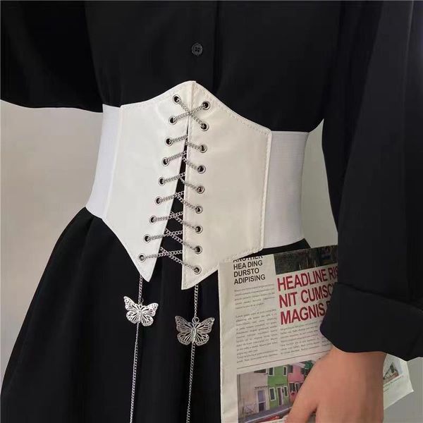 

belts 2021 chain corset wide belt women bandage waist shaper bustier underbust slimming cincher, Black;brown