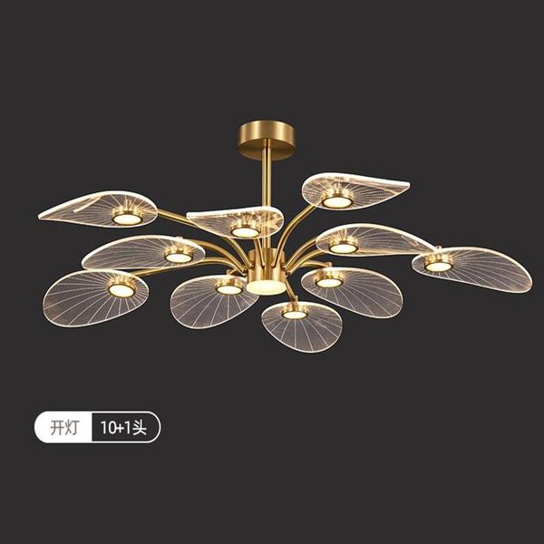 

nordic led ceiling lamp modern copper chandeliers for bedroom living room lotus leaf shape design home decor lighting fixture pendant lamps