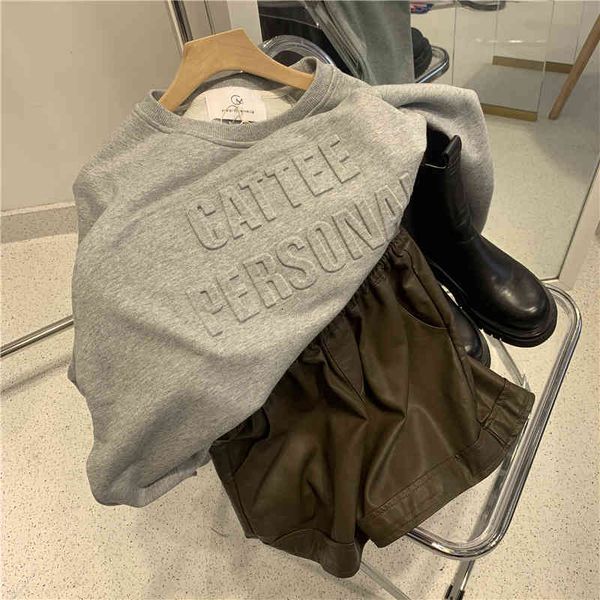 

hoodies korean three-dimensional letter sweater in autumn 2021, Black