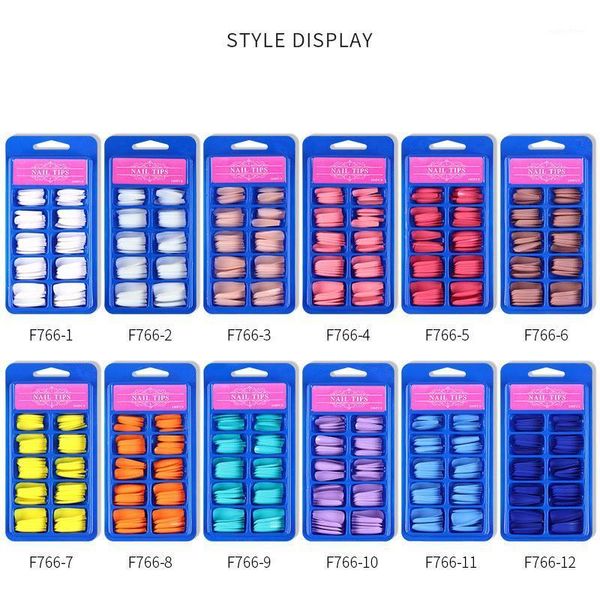 

100pcs/set ballet false nail tips matte full cover long fake nails with glue art manicure french tools1