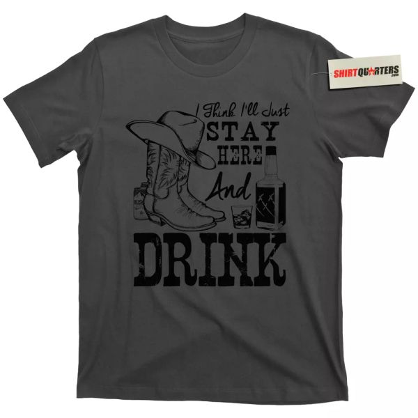 

Merle Haggard Hank Williams Jr I Think I'll Just Stay Here and Drink CD T Shirt, White;black