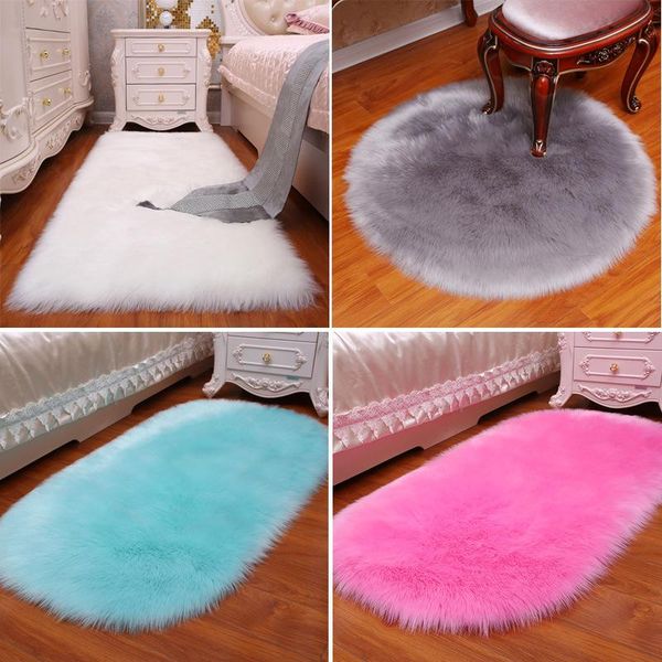 

carpets plush carpet living room bedroom non-slip head imitation wool rectangular round household sofa cushion table mat