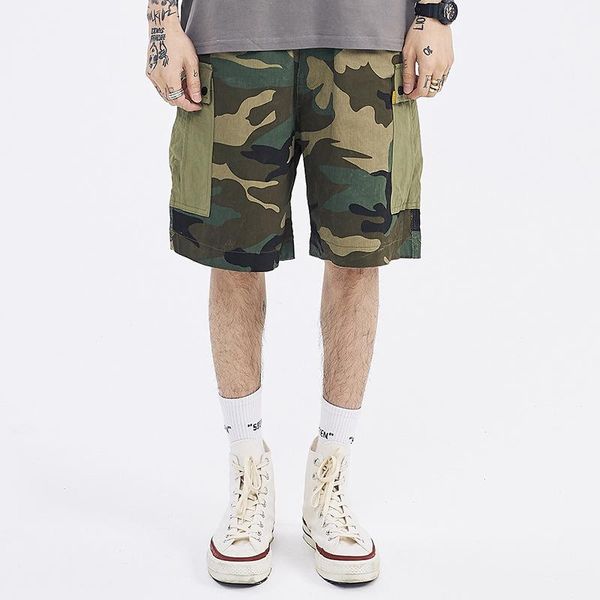 

men's shorts printed summer multi pocket camouflage pants polyester cotton casual regular pockets knee length, White;black