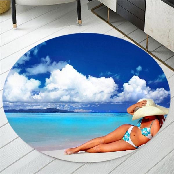 

carpets summer beach carpet 3d bikini print round mats anti slip home living room area rugs for bedroom decor dropshiping