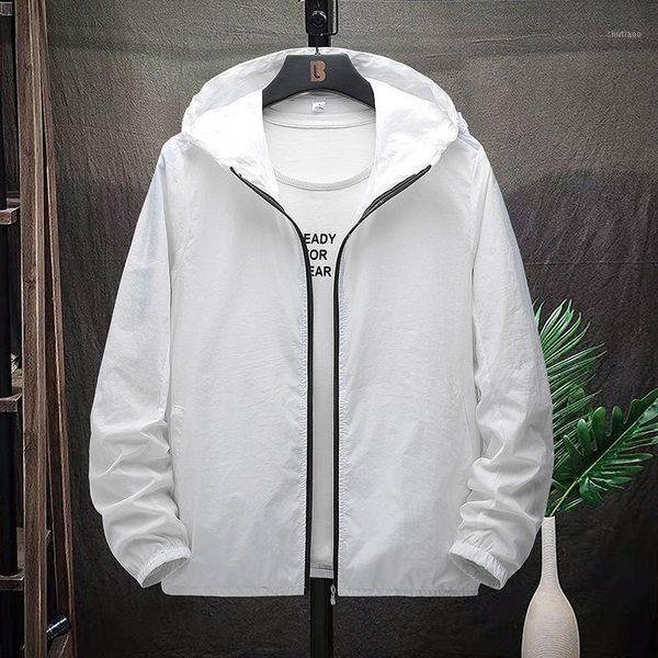 

men's jackets summer sports skin clothing thin section non-printing hooded zipper casual white sun protection jacket tide, Black;brown