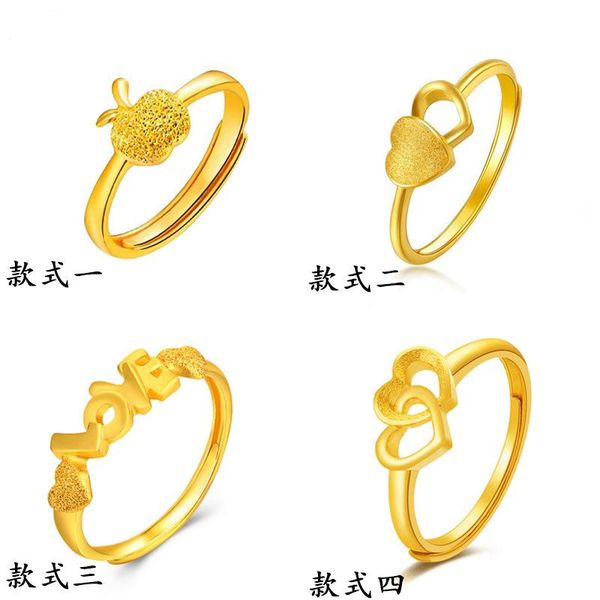 

wedding rings 2021 arrival heart-shaped gold color sand ring open, Slivery;golden