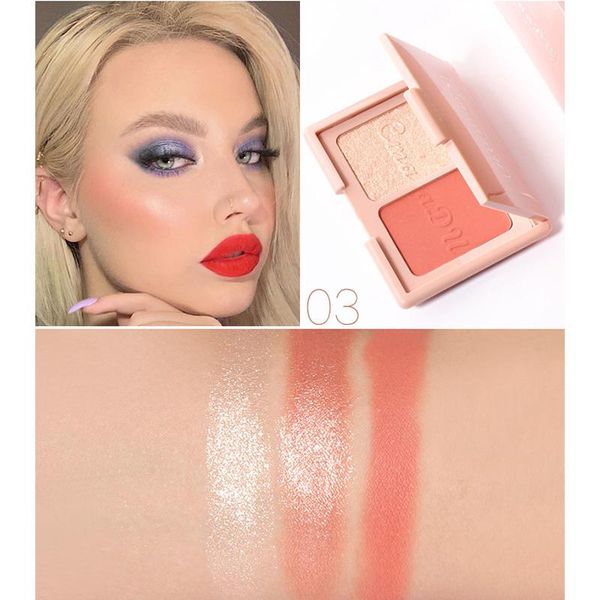 

blush 2 colors face mineral pigment with brush professional palette contour shadow natural modification tslm2