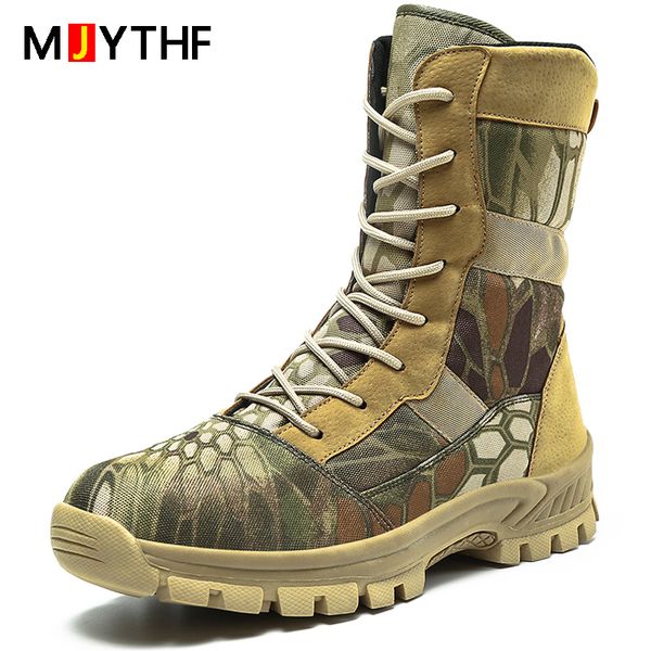 Botas de deserto ao ar livre masculino homens forças especiais botas táticas camuflagem botas militares não-deslizamento para caminhadas homens sapatos de caminhada