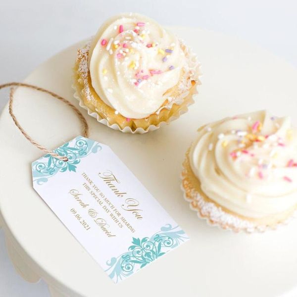 

greeting cards custom wedding gift tags personalized bridal shower favor diy engagement names, date thank you