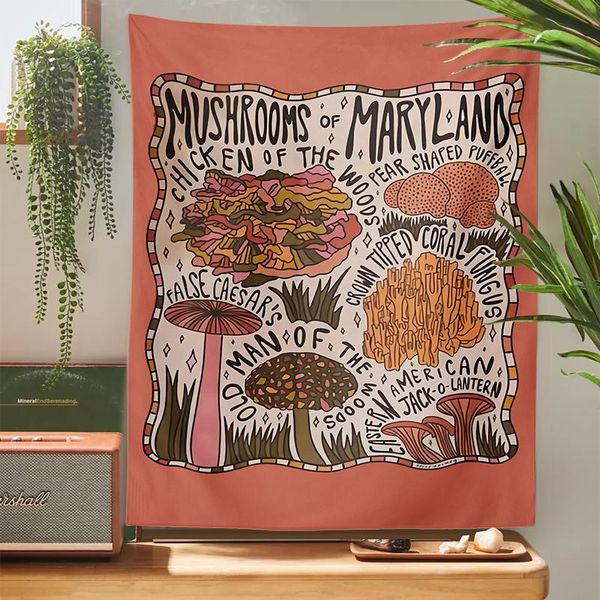 

tapestries quotes mushroom tapestry wall decor girls dorm room hanging aesthetic tapiz decoration