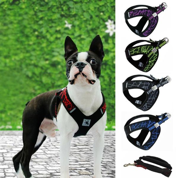

dog collars & leashes soft chest vest harness pet sport haulage rope outdoor stability reflective structure