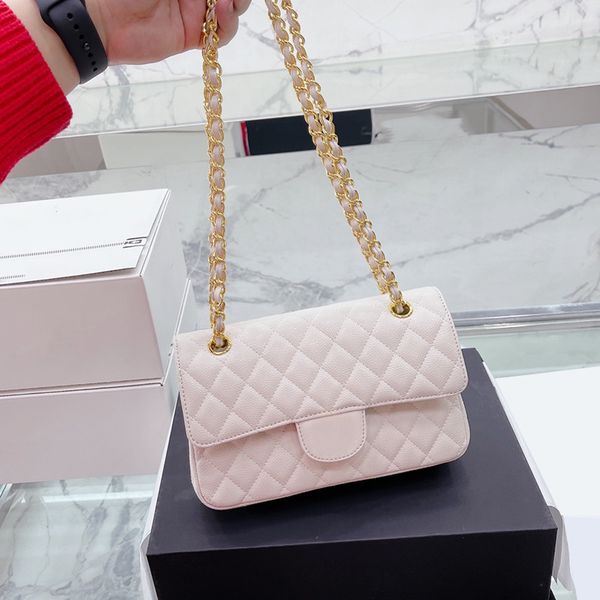 

caviar leather crossbody designer bags classic double flap totes rectangle luggage gold metal hardware matelasse chain crossbody shoulder ha