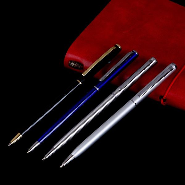 

ballpoint pens 1pc 1mm luxury metal pen rotating portable ball point office writing stationery gift, Blue;orange