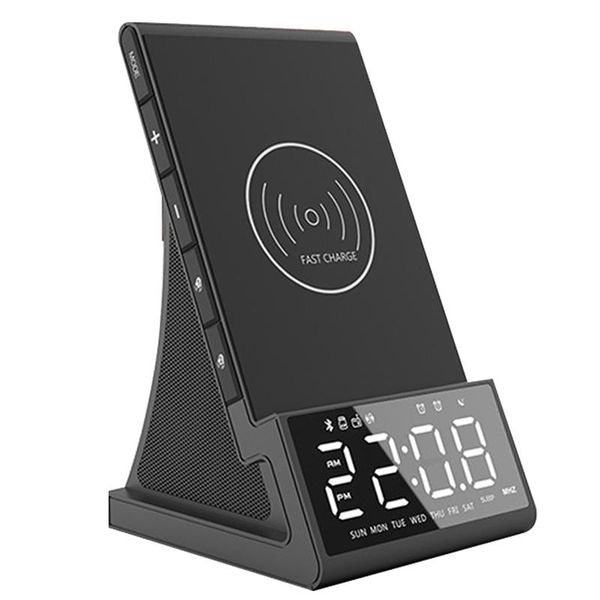 

other clocks & accessories alarm clock with bluetooth speaker&wireless charger,led smart digital clock,electronic deskclocks,eu plug