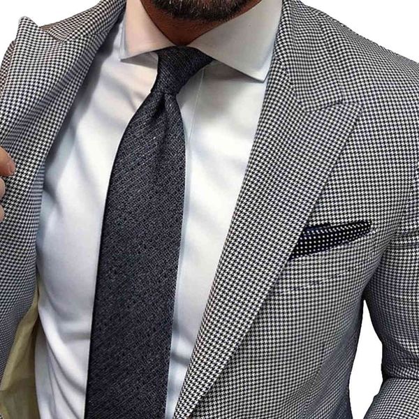 

men's suits & blazers 2021 new casual fashion design black white houndstooth custom men made suit for hommes costumes, White;black
