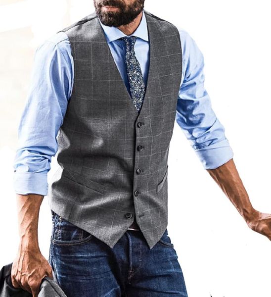 

men's vests v-neck suit vest casual slim groomsmen wedding 5 button, Black;white