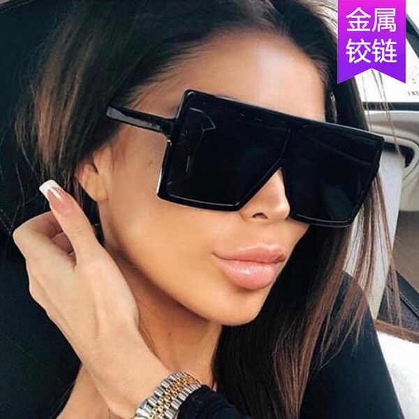 

big frame sunglasses women 2021 black square vintage fashion plastic sun glasses driving party uv400 protection 17059, White;black