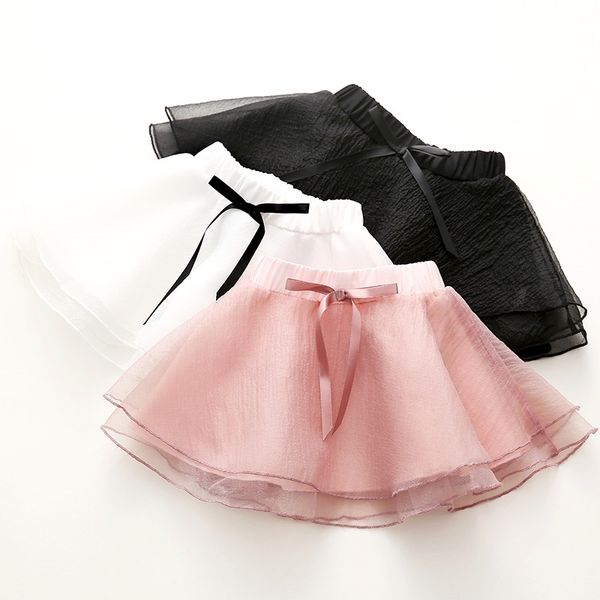 Meninas Tutu Saias Primavera Outono Casual 2-8 9 10 Anos Crianças Roupas de Bebê Escola Dança Bow Lace Tulle Saia para 210529