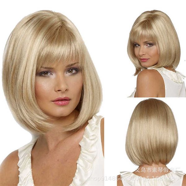 

selling bobo head wig qi banged golden short hair, Black