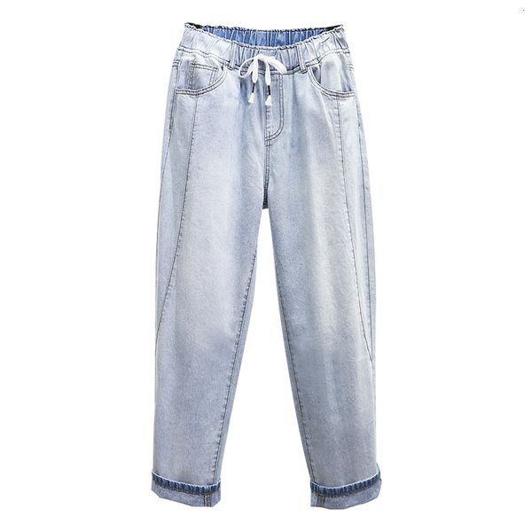 

women's jeans casual harem pants high waist woman boyfriend for women ankle length mom cowboy denim plus size 5xl x3zk, Blue