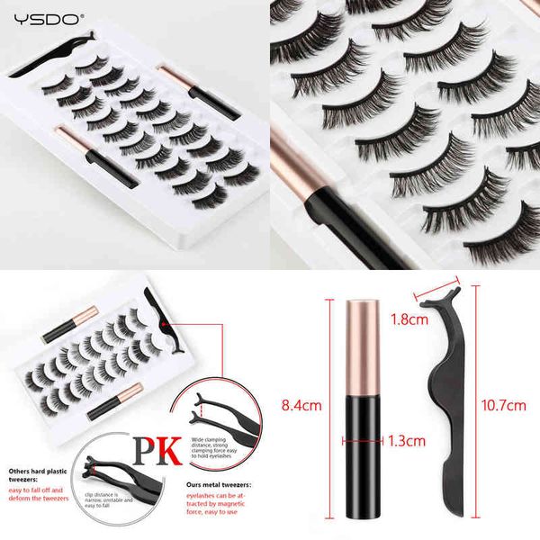 

fake eyelashes magnetic eyelashes 3/5/10 pairs soft mink false lashes natural magnetic liquid eyeliner tweezer sets makeup tools 220226