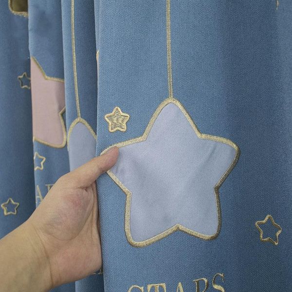 

curtain & drapes colorful star velvet embroidered curtains for kids boy girl bedroom living room blue/gray blackout cortinas custom made dra