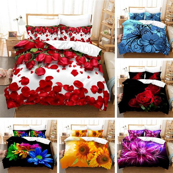 

bedding sets gorgeous flowers duvet cover set 3d printed dekbedovertrek include 1 2 pillowcases microfiber