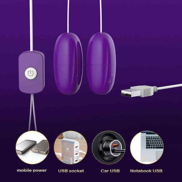 NXY Eggs AY Giocattoli sessuali per donne Vibratori USB Ricarica viola Vibratore impermeabile per uova a doppio salto Pallottola testa per adulti 1203