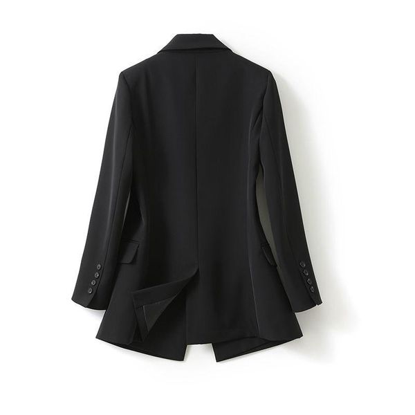 

women's suits & blazers black women autumn 2021 turn-down collar long-sleeved button solid elegant office lady outwear coats, White;black