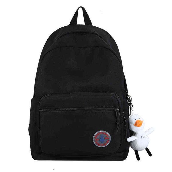 

solid color schoolbag male college student high junior capacity double shoulder bag female tide