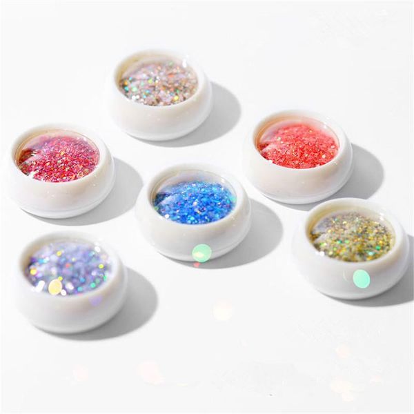 

pack shiny gradient nail polish sequins laser loose powder 3d fashion charm diy supplies decoration1, Silver;gold