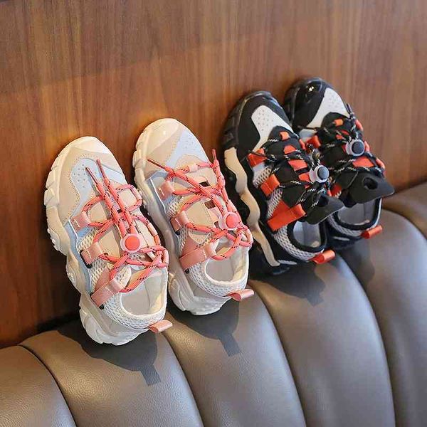 

girls' korean version 2021 and autumn new spring boy's father sports net red children's fashion shoes, Black;red