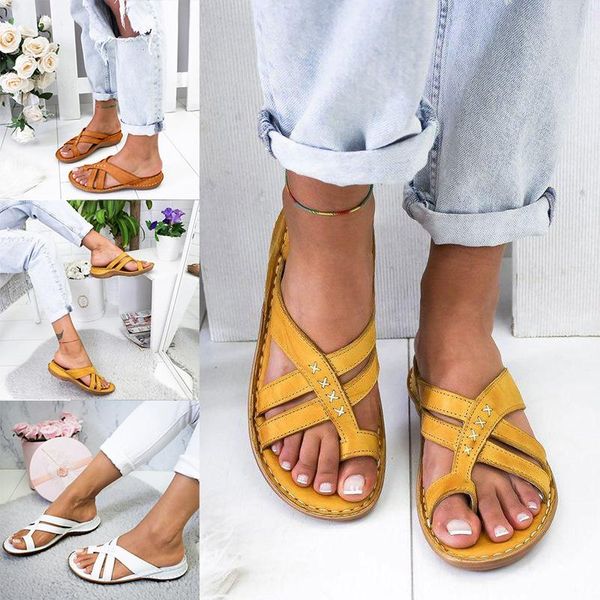 

arrival plus size euramerican style sandals women flat clip toe slippers for summer beach party, Black