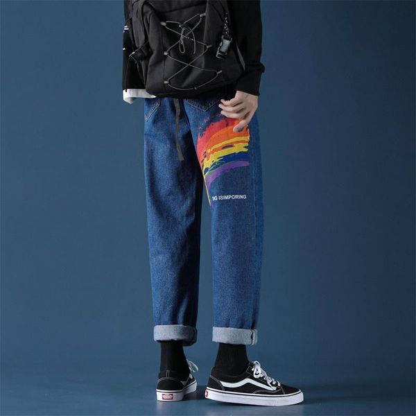 

baggy men's pants jeans for men trousers casual wide leg oversize, Blue