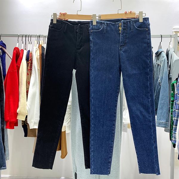 

women's jeans autumn plus velvet thickening female winter korea high waist stretch thin slim versatile trousers tide, Blue