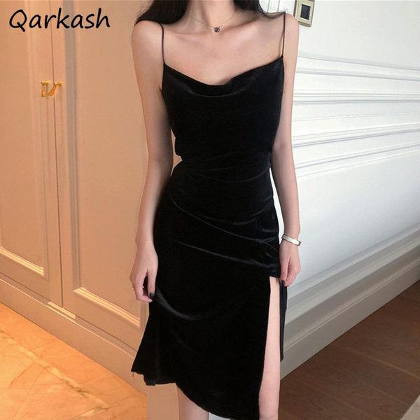

casual dresses sleeveless dress women chic summer retro party all-match basic backless ladies clothing trendy slim vintage temperament vesti, Black;gray