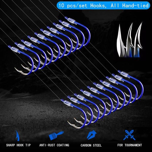 

5pairs high carbon steel fish hook carp japanese-style seawater fishing ansuo line binding lines hooks