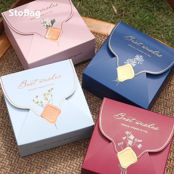 

stobag 5pcs red/pink/blue/sky-blue envelope gift packaging box wishes wedding/birthday party candy packing decoration wrap