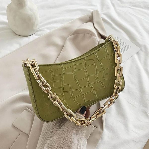 

shoulder bags fashion women handbag trendy leather crocodile pattern chain strap clutch bag retro zipper underarm