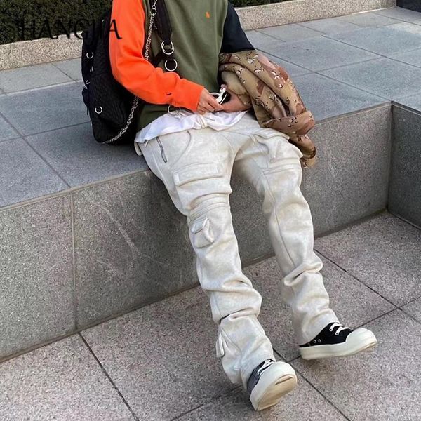 

men's pants urban mens streetwear drop-crotch cargo sweatpants for male hip hop soild color harem baggy joggers women autumn winter, Black