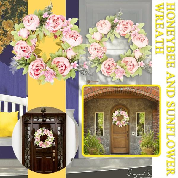 

artificial plant wreaths spring leaf plastic garlands front door home decor window wall party wedding outdoor decals decorative flowers