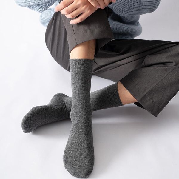 

men's socks rzhbro brand cotton solid color business men comfortable summer winter male sock 1 pair size37-43, Black
