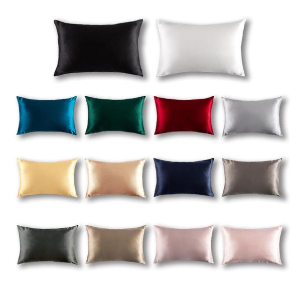 

pillow case deals silk pillowcase solid silky satin skin care hair anti full size cover