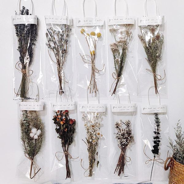 

decorative flowers & wreaths retro naturally dried bouquet+pvc transparent gift bag flower rose wedding event valentine's day home deco