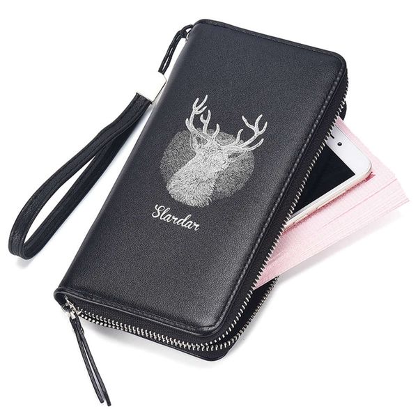

the wallet business men's long wallet fashion portable zipper handbag, Black