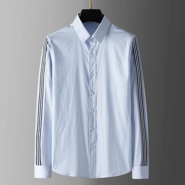 

men's casual shirts minglu cotton male luxury long sleeve stripe splicing mens dress fashion slim fit party man 3xl, White;black