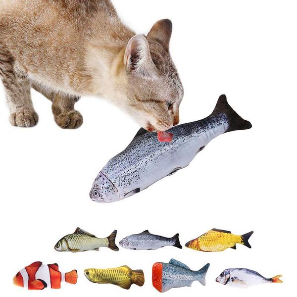 

cat toys 2pcs simulated fish shape toy interactive multicolor plush catnip bite-resistant chew pet supplies
