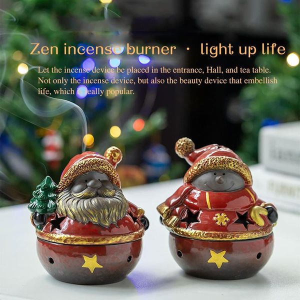 

fragrance lamps ceramic santa claus shape coil incense burner hollow cover sandalwood holder cone censer