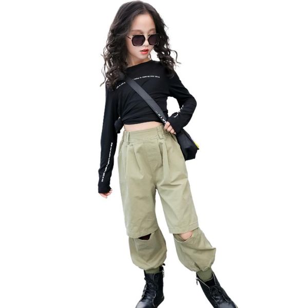 

teen girls clothing tshirt +pants children's clothes for solid color kids casual style tracksuit sets, White